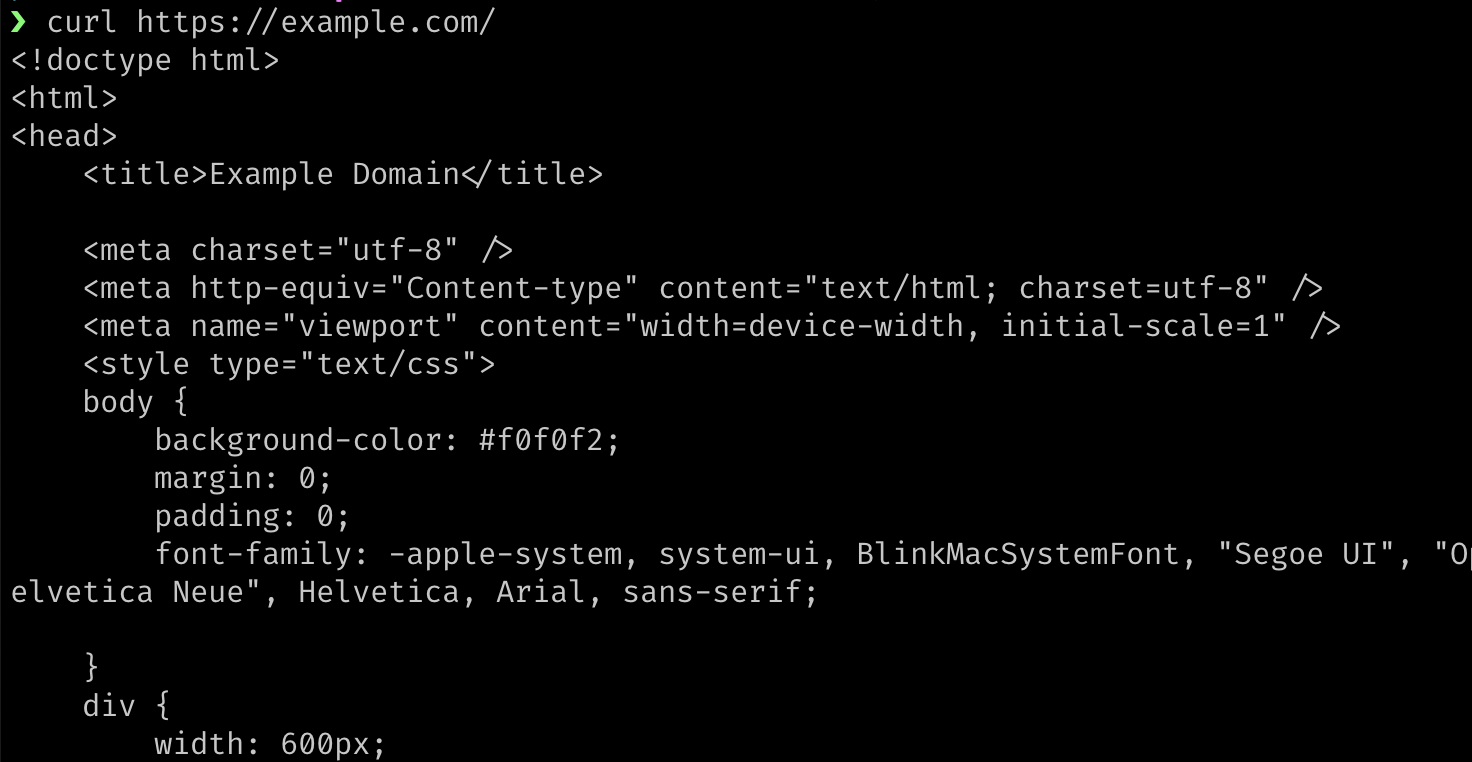 The output of a curl command