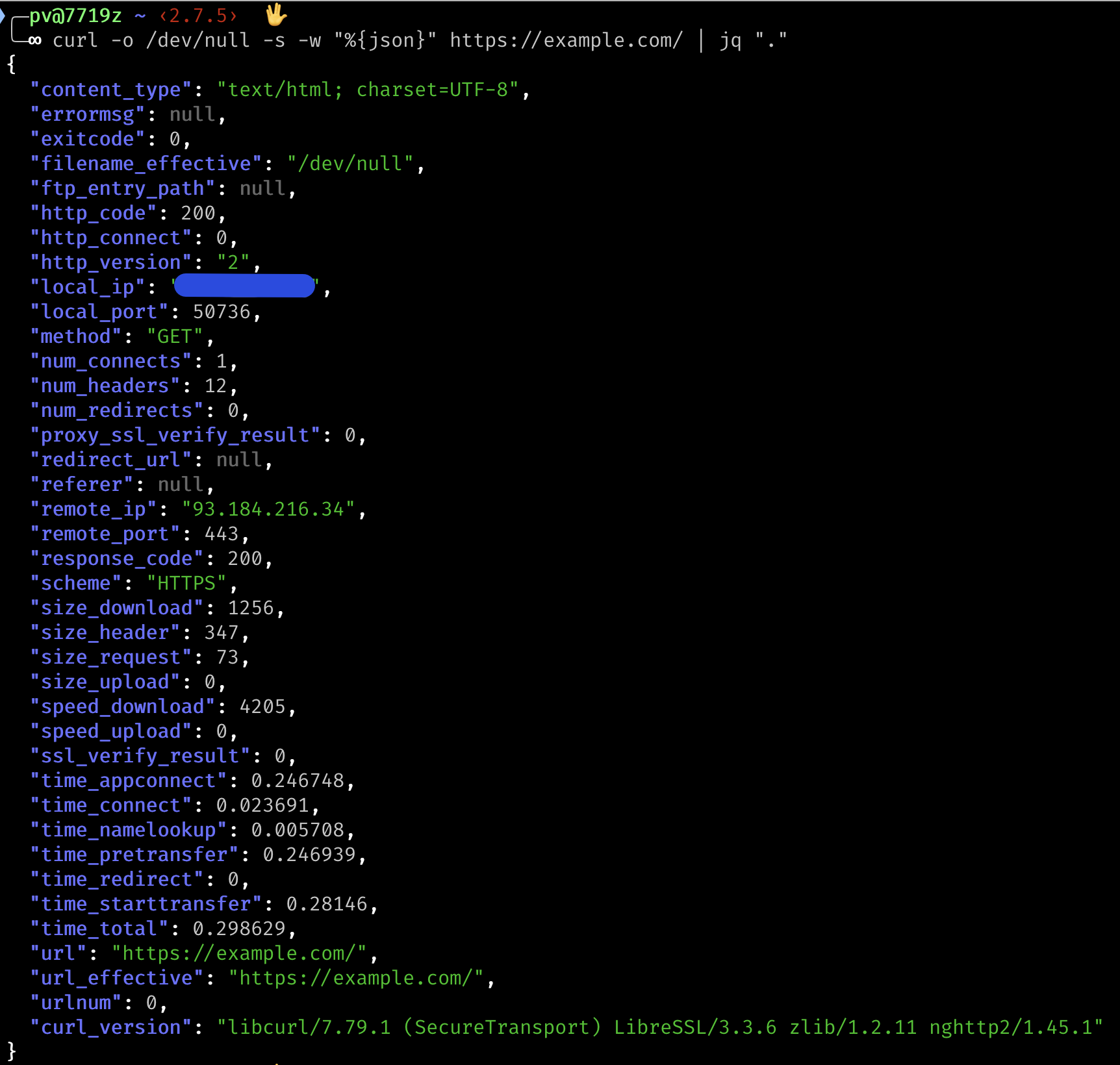 curl output as JSON